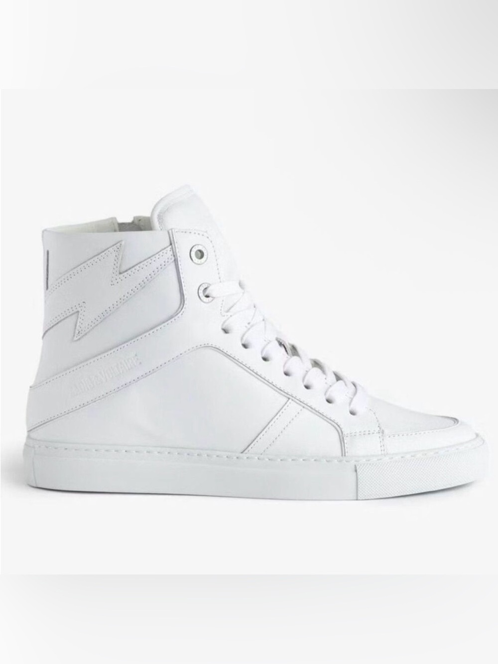 Zadig & Voltaire ZV1747 High Flash Sneakers White on White Lace Up High Top